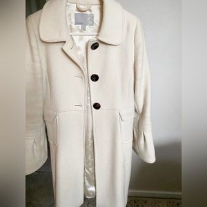 Old Navy Wool Cream Dress Long Textured Coat Bell Sleeves Women Size Small
